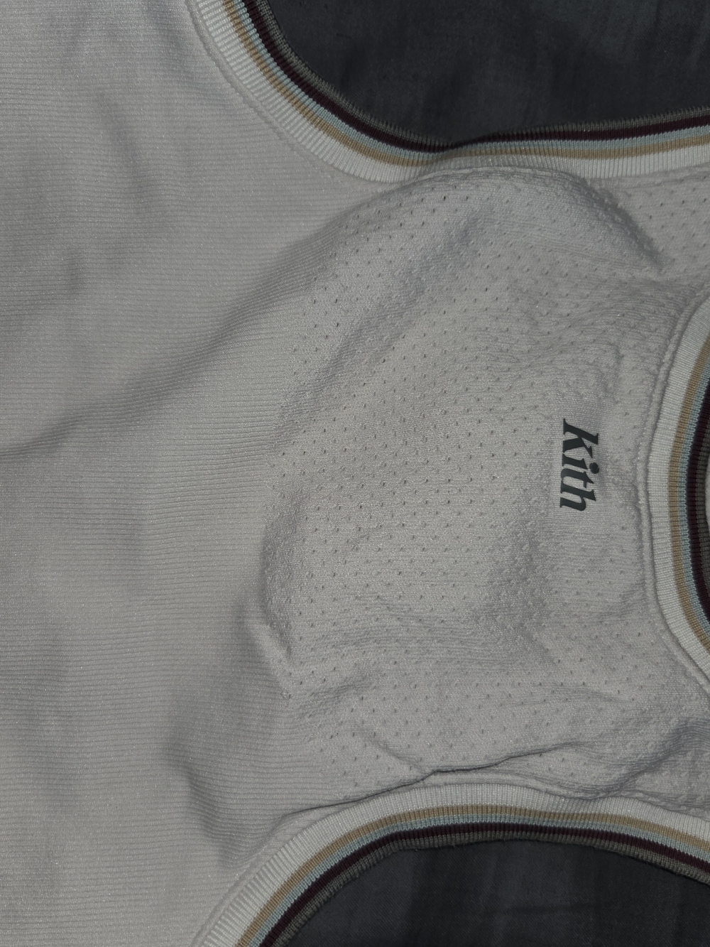 Kith White Ribbed Tank with Multicolor Contrast Trim